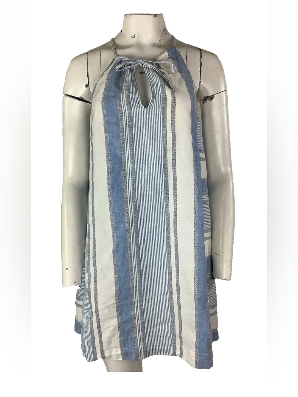 Lou & Grey Sz S Cotton Linen Lightweight Travel Beach Vacation Dress Blue